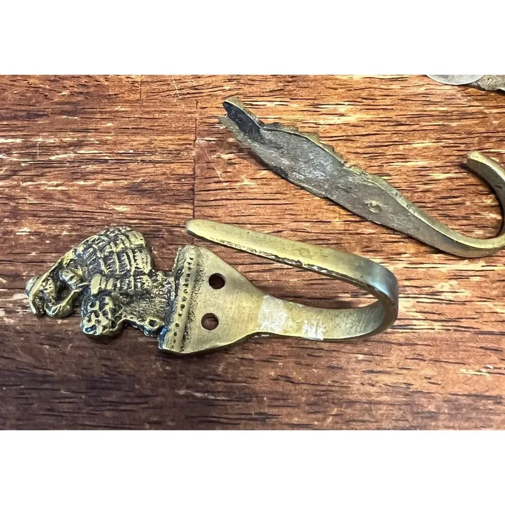 Vintage Brass Wall Hooks With Southern Belle Designs Set Of 3 Made In Canada Rus